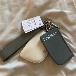 lululemon gray sage and light ivory dual pouch wristlet. NWT!